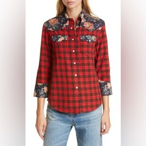 R13 Exaggerated Collar Cowboy Shirt. Size Small